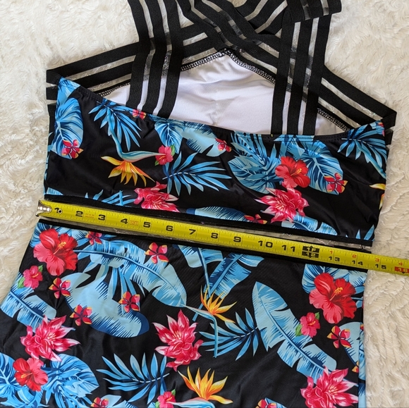 ❤ Swimsuit Large Swim Floral One Piece Shein Blue Pink - Picture 5 of 9